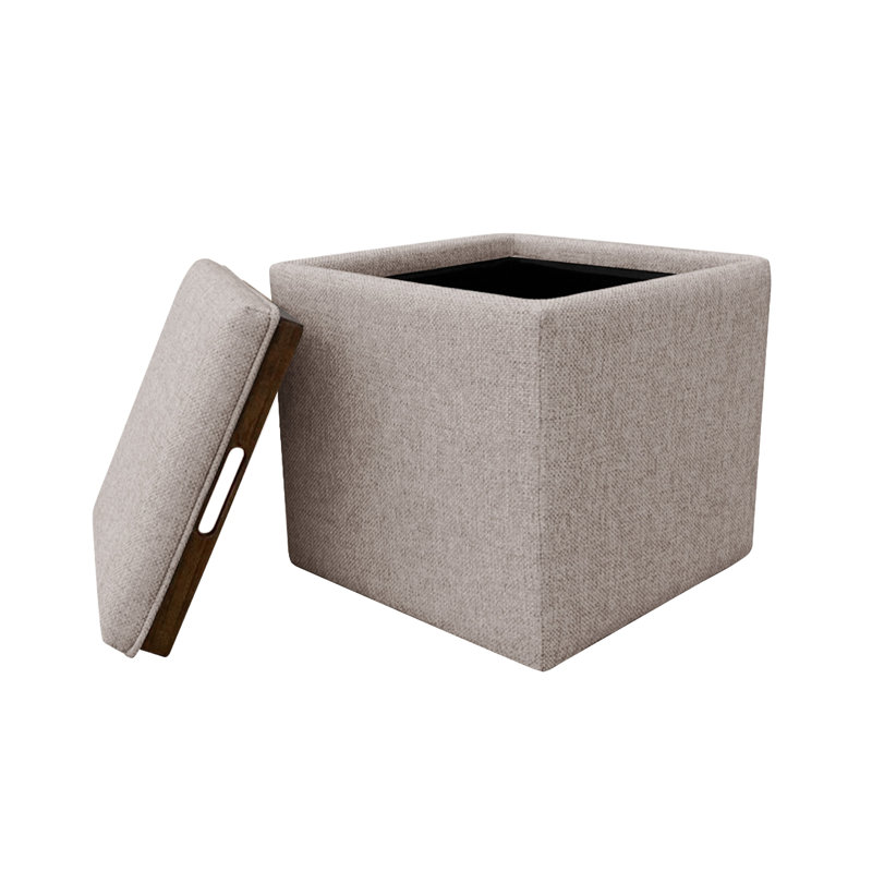 Repose-pieds de rangement Soa, plateau carré de 18 pouces, tissu, Brun