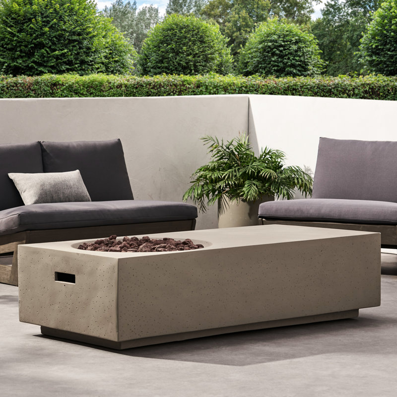 50,000 Grey Magnesium Oxide Patio Fireplace, Modern Look Fire Pit, Rectangle Shape, Hue