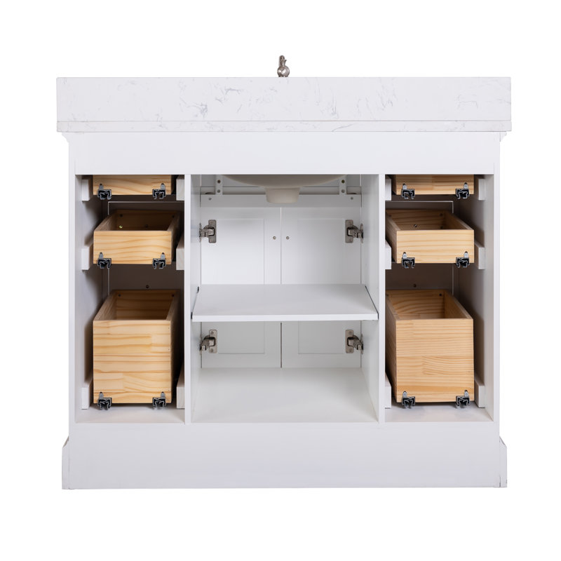 Currahee 42" Single Bathroom Vanity Set, White/Brushed Nickel