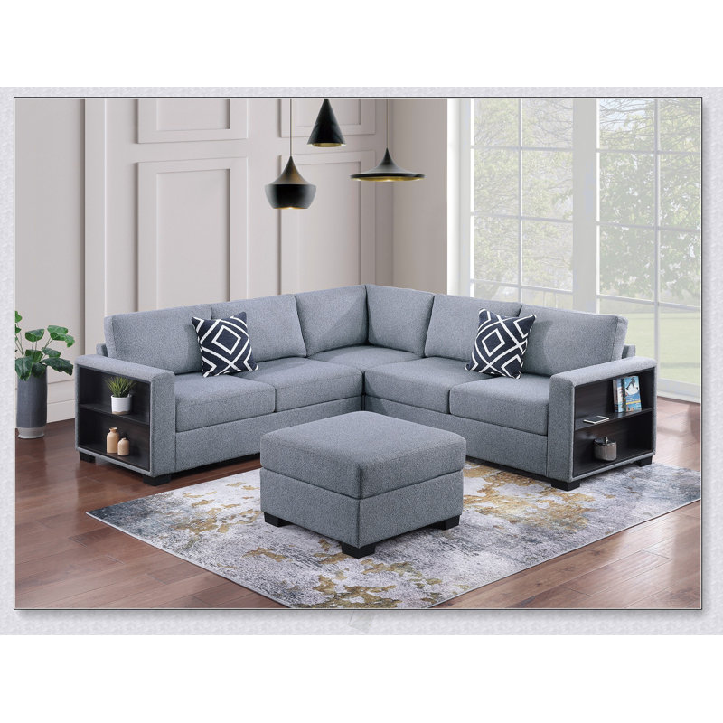 Ensemble de canapé modulaire 4 pièces Contemporary Contemporary, Gris