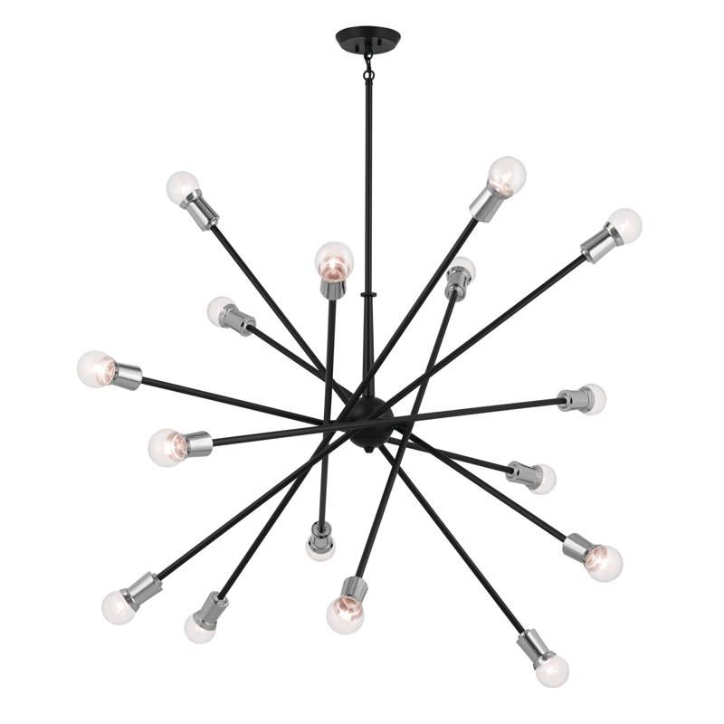 Armstrong 16 - Light Steel Dimmable Sputnik Sphere Chandelier, Black