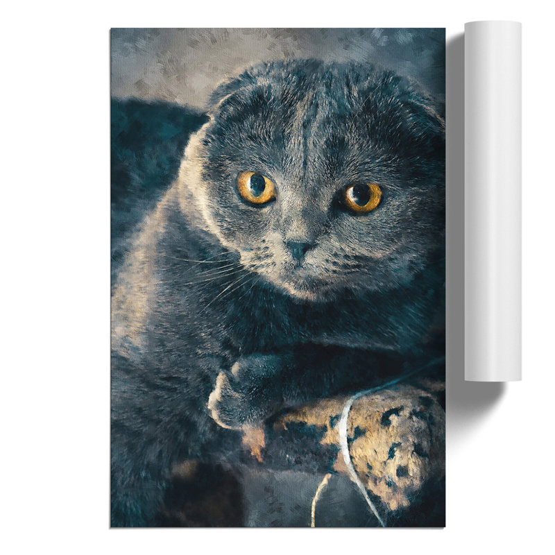 Scottish Fold Cat Painting - Frameless Print, 59cm H x 42cm W x 0.1cm D