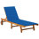 Chaise longue simple en acacia 80 po avec coussins Prshant