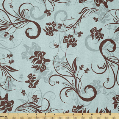 Dechelle Flowers Leaves with Shadows Silhouettes Multi-Purpose Fabric