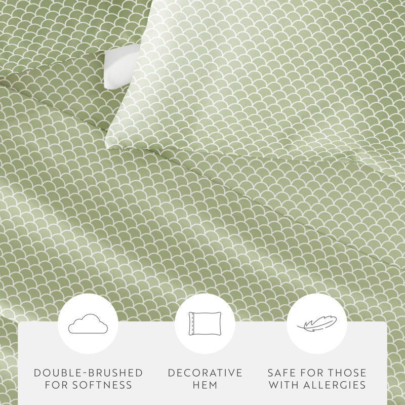 Ensemble de draps en microfibre Simply Soft ™, Double, Sauge, coquilles