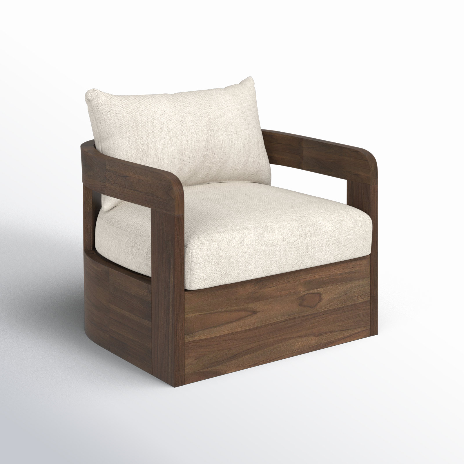 Ewan Outdoor Swivel Chair, Stained Toasted Brown, Ellor Beige