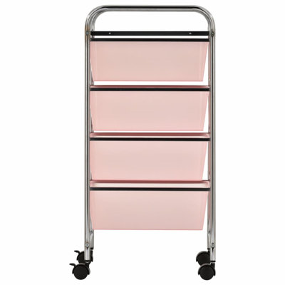 vidaXL Drawer Mobile Storage Trolley Pink Plastic