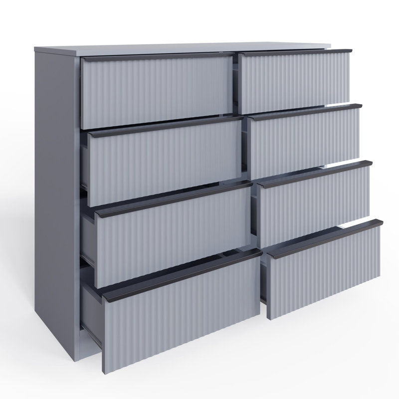 Lania Ripple Ridged 8 Drawer Chest Of Drawers Matt Grey