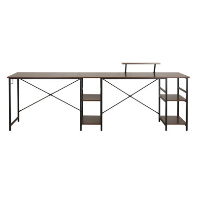 Reversible Industrial Desk With Monitor Stand, Removable Shelves & Steel Frame (l-shaped/inline)