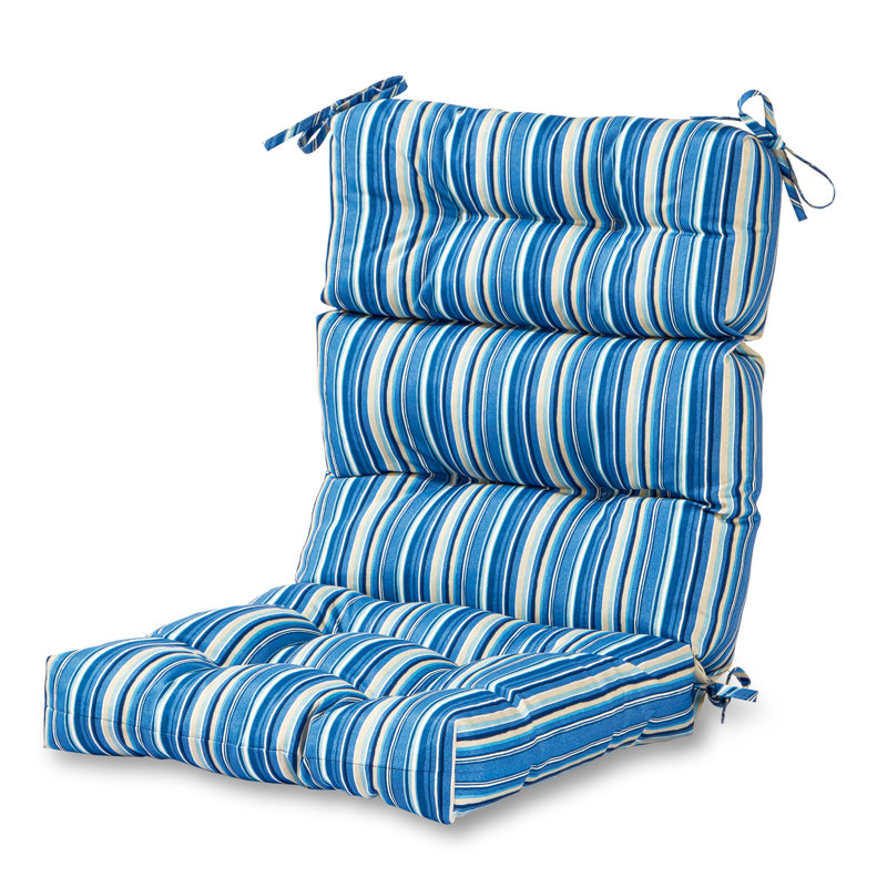 Lester Outdoor High Back Chair Cushion, Sapphire Stripe, 1