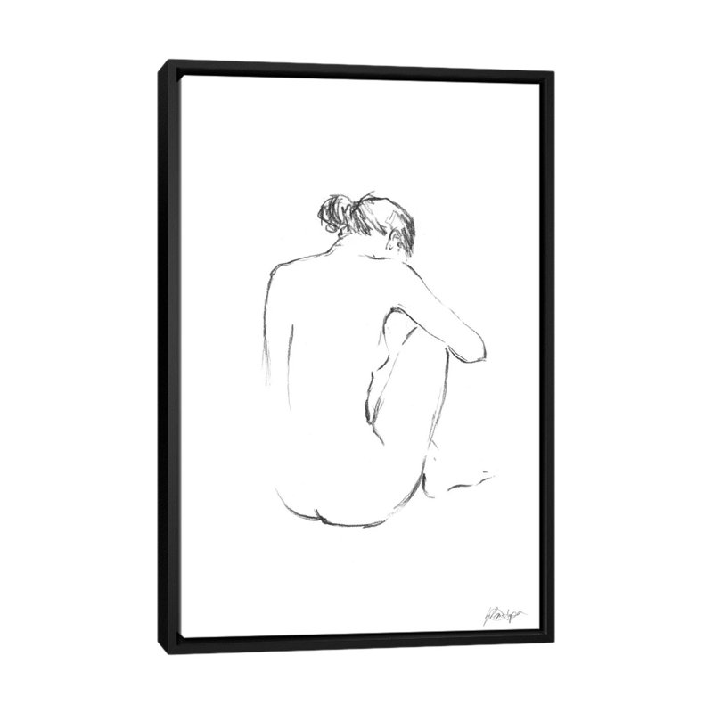 Figure contour III par Ethan Harper-impression de dessin, H 26 po x l 18 po x 1,5 po, Toile avec cadre noir, Pas de tapis