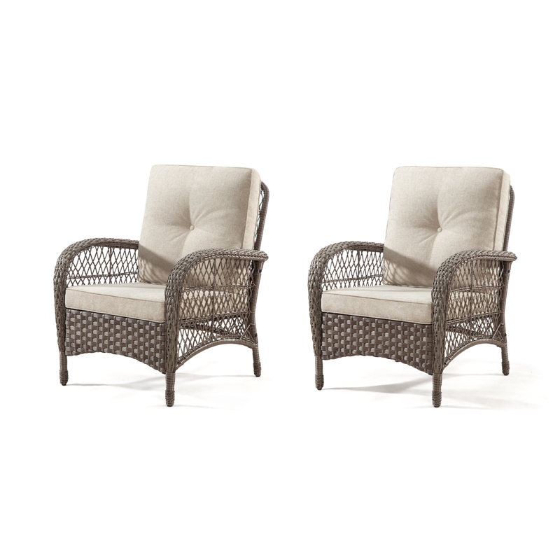 Ensemble de 2 chaises de patio avec coussins Aspremont, Beige
