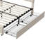 EU Double Velvet Upholstered Bed With 4 Drawers, Modern Storage Bed Frame With USB Ports & Dual LED Lights, Beige-1059772382