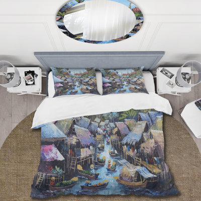 Blue/Grey Microfiber Duvet Cover Set