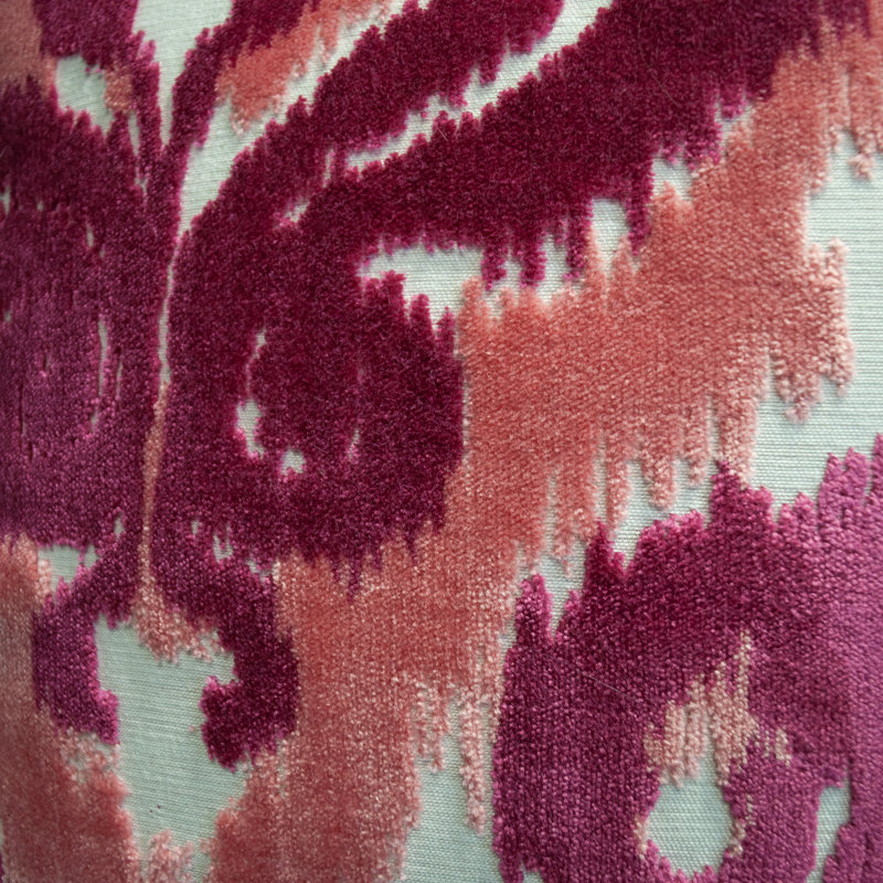 Ensemble de coussins décoratifs en velours crème corail fuchsia Thomas Collection®, Square 16"