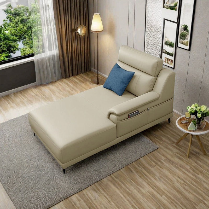 Fauteuil inclinable en similicuir à haute élasticité, Orienté à gauche (vu de face), Jaune crémeux