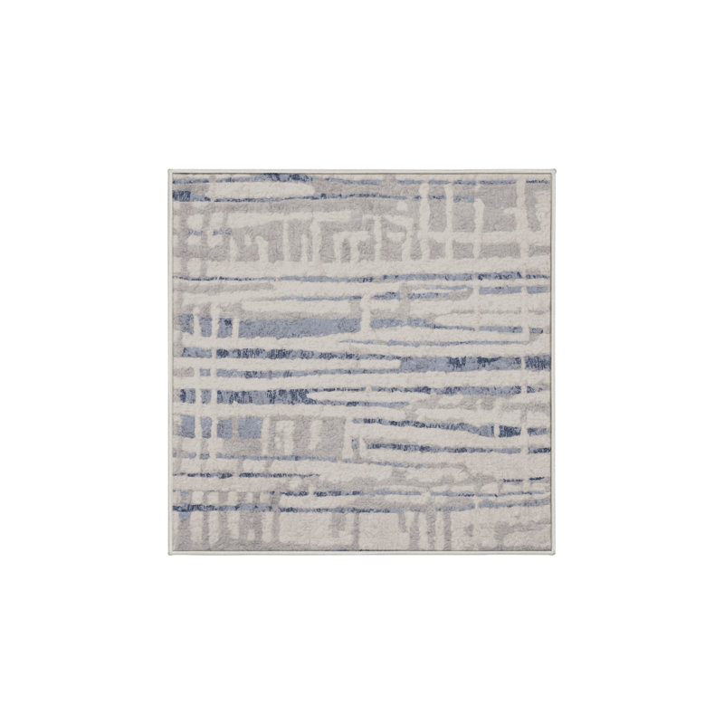 Machine Washable Beige Area Rug, Square 3'
