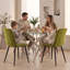 Modern Round Glass Dining Table Set with 4 Velvet Diamond Chairs 4 Seater Dining Room Set-441428599