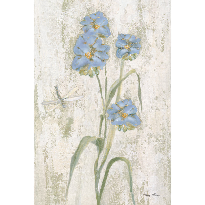«Blue Field Flowers Crop» par Cheri Blum, Cadre doré simple, Non, H 12 po x l 8 po x P 1,25 po