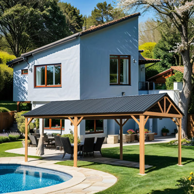 Wood Grain Aluminum Patio Carport Gazebo