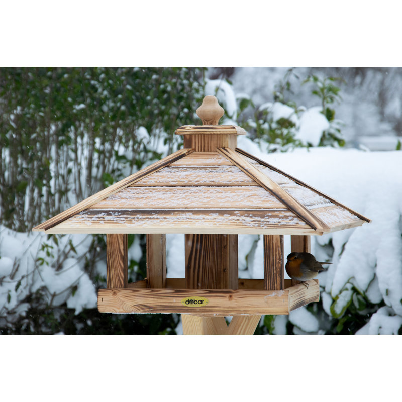 Wood Pole Decorative Bird Feeder