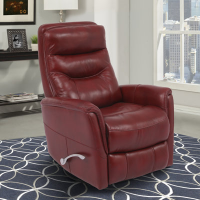 Akeelah 31" Top Grain Leather Manual Swivel Glider Recliner