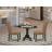 3 Piece Dining Room Furniture Set Contains a Round Dining Table with Dropleaf and 2 Light Sable Linen Fabric Upholstered Chairs, 42x42 Inch, Black-1341341255-1244418069-1244418074