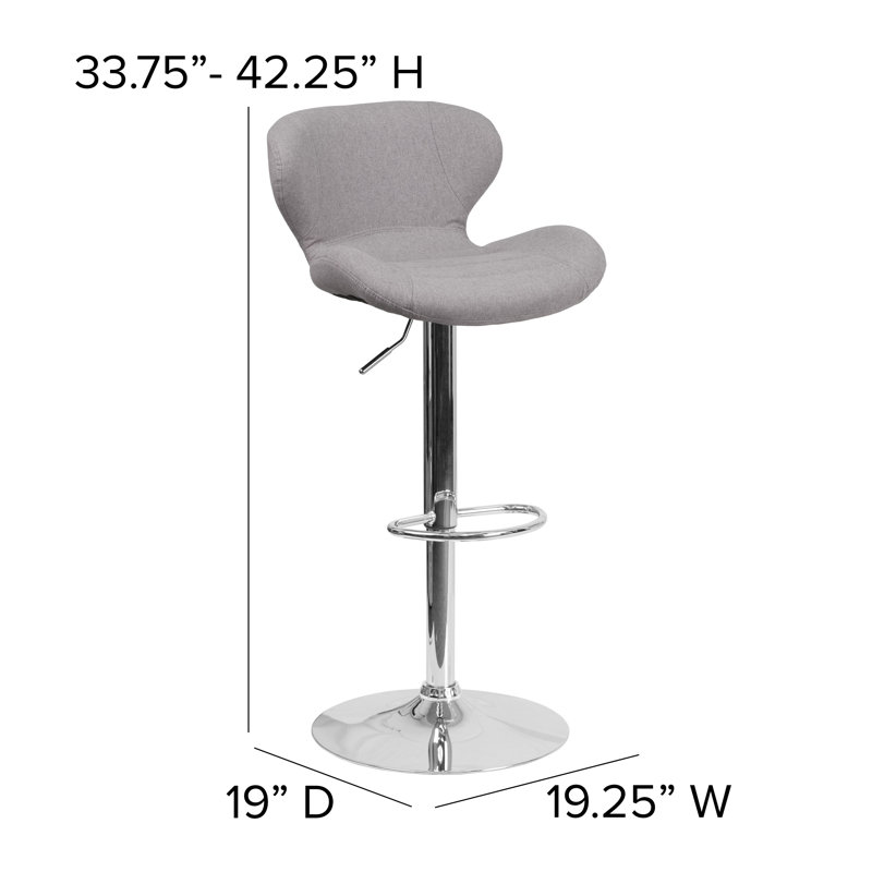 Arkport Swivel Upholstered Adjustable Height Counter Stool with Metal Frame, Light Grey