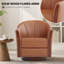 Fauteuil demi-tonneau pivotant rembourré en cuir végétalien de 28 po de largeur avec base en bois massif-935106336