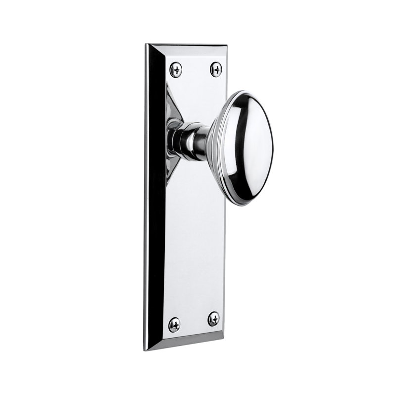 Grandeur Fifth Avenue Plate Passage with Eden Prairie Door Knob, Antique Pewter, 2 3/8"