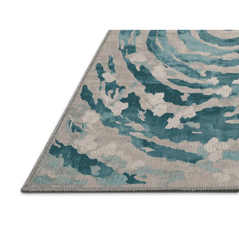 Machine Washable Gray Area Rug, Square 8'