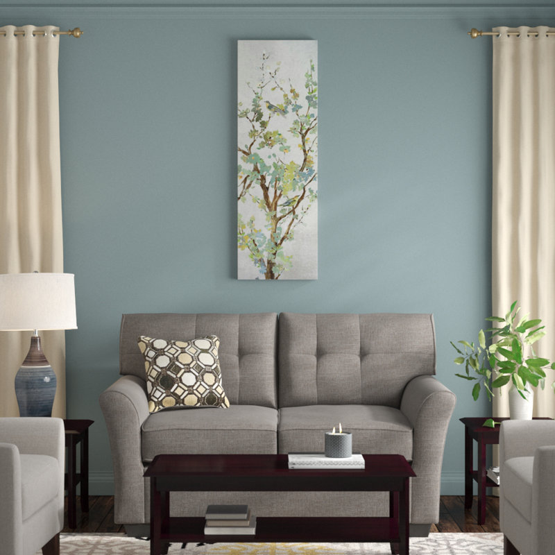 « sage branch ii », impression sur toile tendue, H 48 po x l 16 po x P 1,5 po, Cadre noir