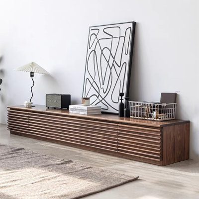 Lesterny Media Console, Minimalist TV Stand with Drawers, Flip-down Door, Fully-Assembled by Latitude Run