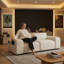 Canapé modulaire crème blanc nuage, causeuse 2 places en tissu doux avec rangement latéral et coussins pour le salon