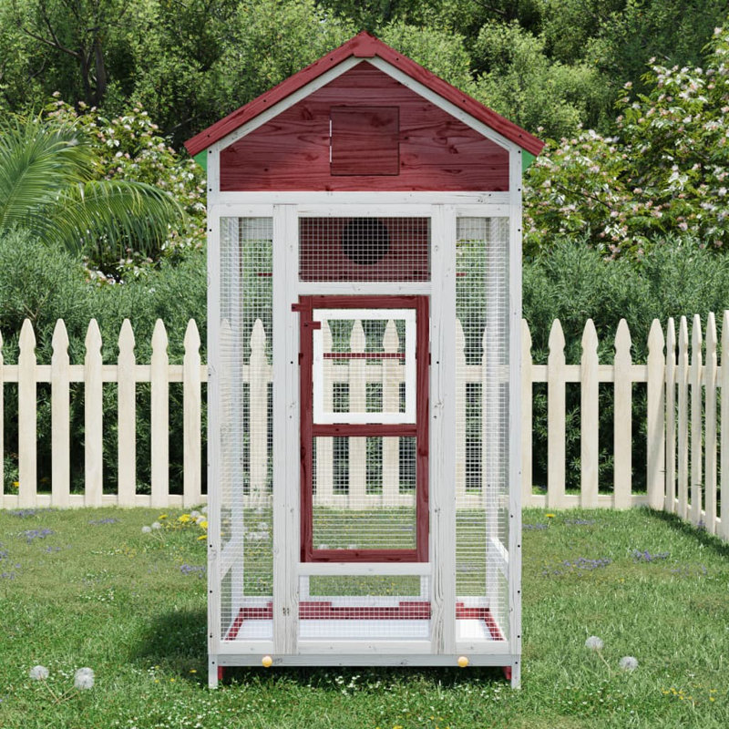 Avnish Free Standing Birdhouse, Red/White