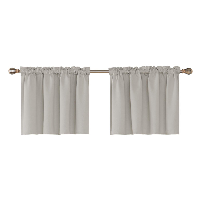 Solid Textured Embossed Rod Pocket Valance Blackout Curtains (Set of 2), 42" W x 18" L, Light Beige