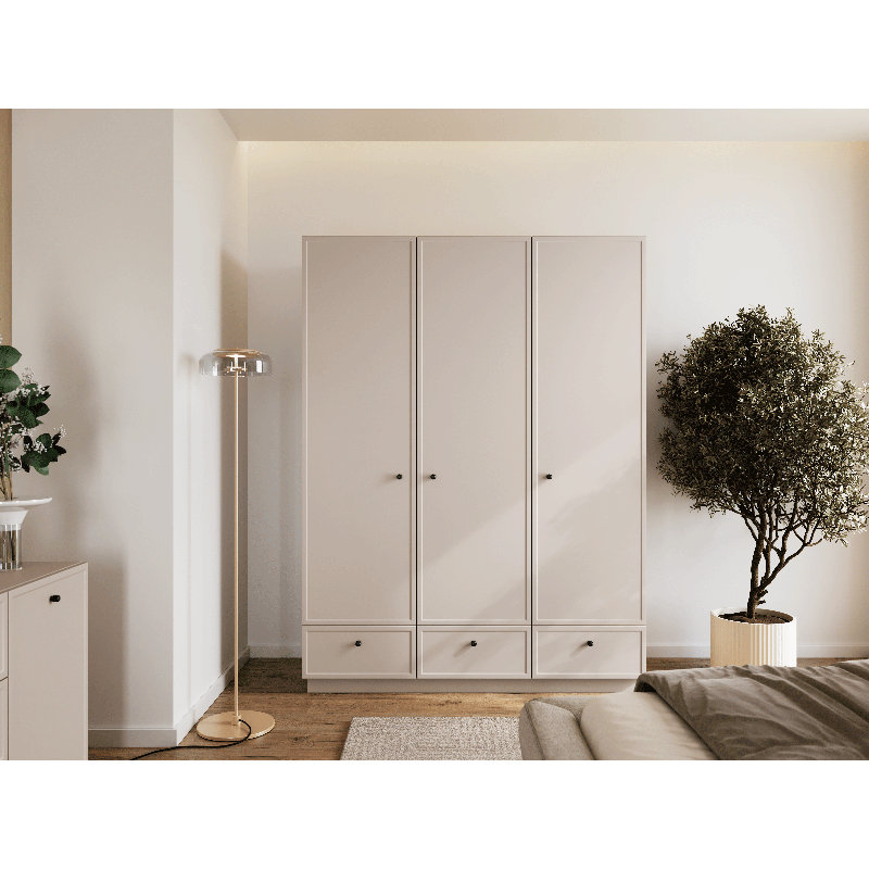Bagga 3 Door Manufactured Wood Wardrobe, Matte Black
