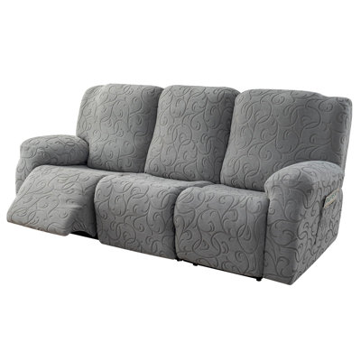 Housse de canapé inclinable 5 pièces pour canapé d'angle 3 places, housse extensible 3 coussins, en jacquard doux, protection pour canapé et fauteuil inclinable, gris pâle