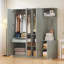 Armoire polyvalente à 4 portes avec plusieurs options de rangement et miroir élégant-1464255533