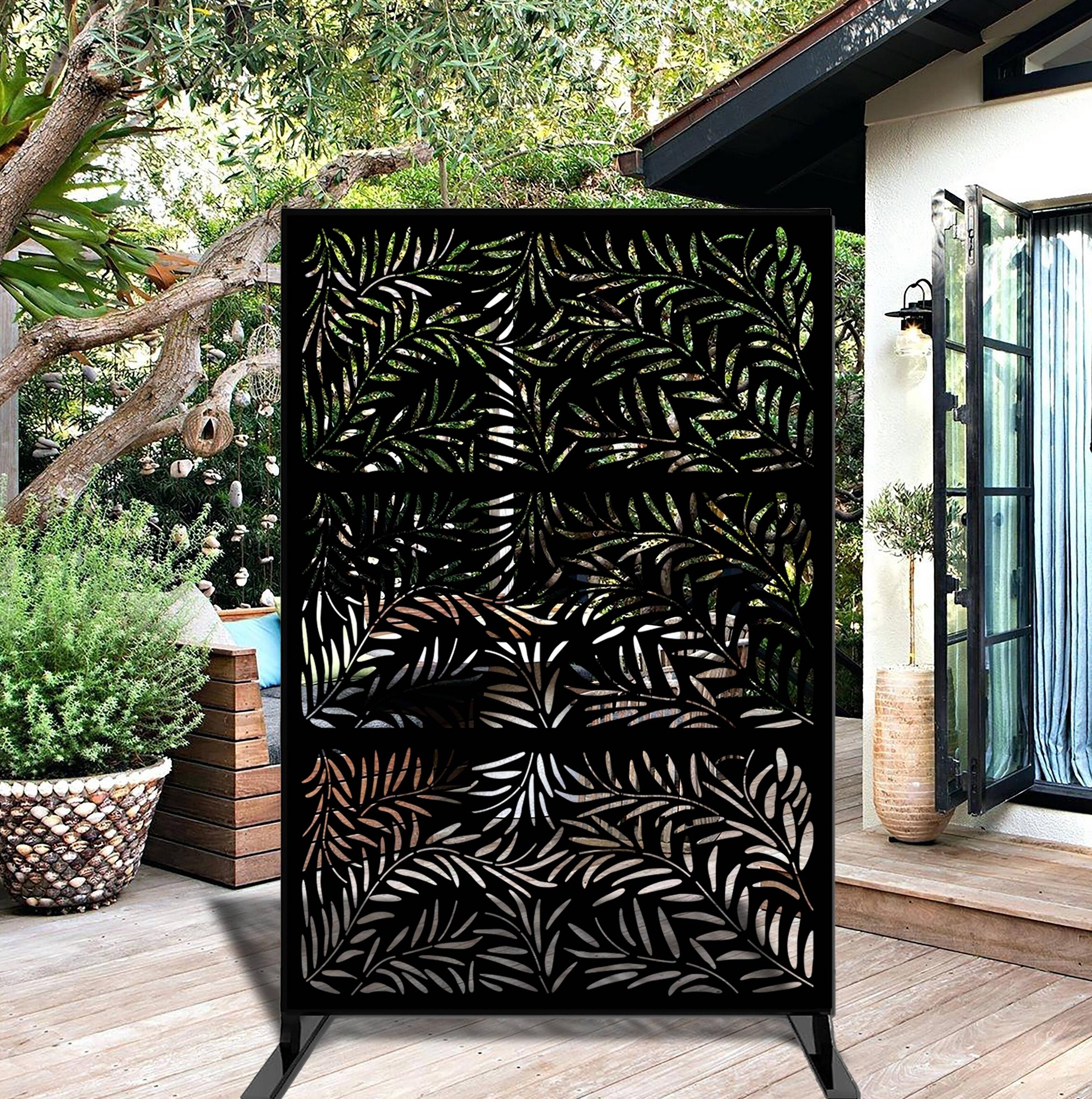 Porpora 6.5 ft. H x 4 ft. W Laser Cut Metal Privacy Screen & Reviews ...