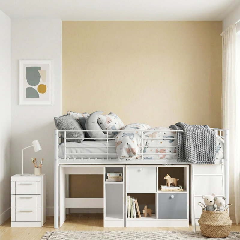 Leo Kids Metal Midsleeper Bed With Kimberley Bedside Table Bedroom Set