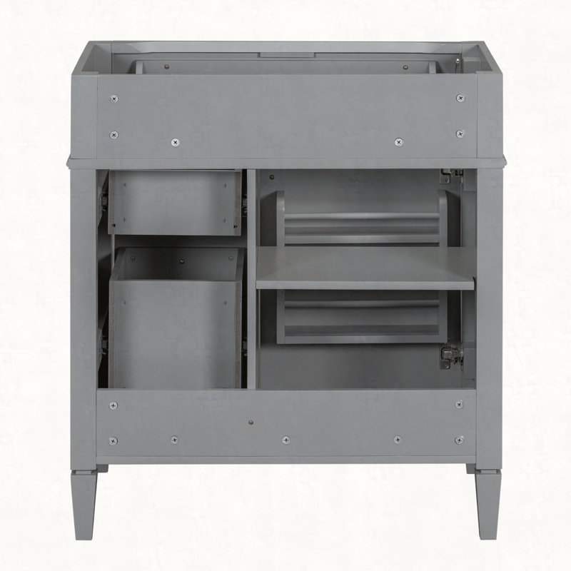 Meuble-lavabo de salle de bain de 30 po sans lavabo supérieur, armoire de rangement moderne avec 2 tiroirs et un tiroir rabattable (BASSIN INCLUS)