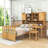 Twin Wood Platform Bed with Bookshelf, Chair, Desk and Drawer-1162048177