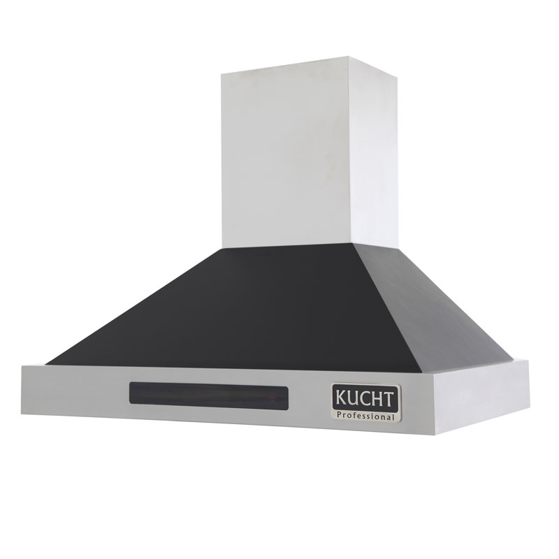 Kucht Stainless Steel Wall Range Hood, Black, 28.75" H x 35.5" W x 22" D