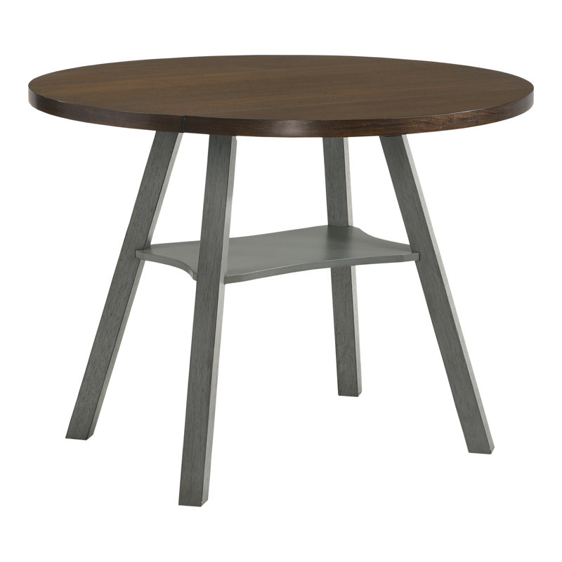 Hadrie Extendable Round Solid Wood Base Dining Table, Light Grey