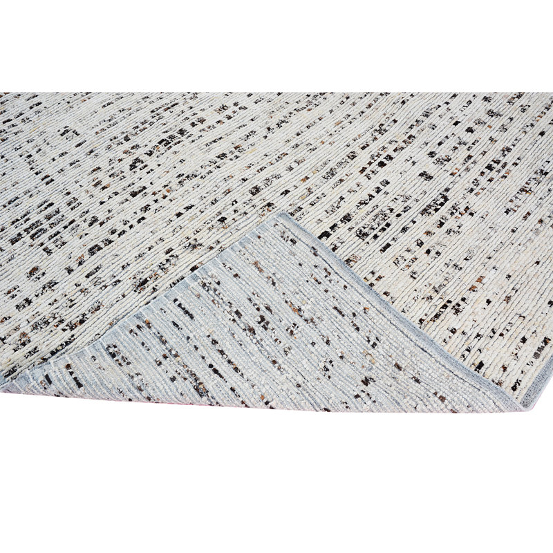 Tapis ivoire / noir noué à la main de haute qualité, Rectangle 8 pi x 10 pi