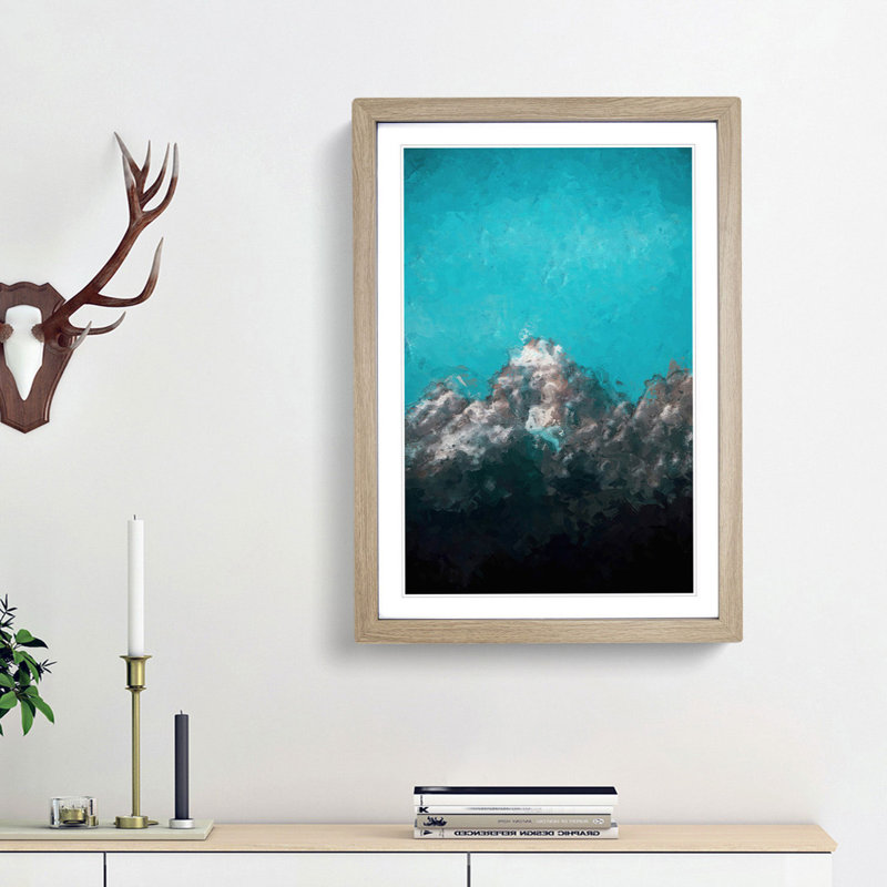 Mountain Peak in Wyoming in Abstract - Framed Print, 87cm H x 62cm W x 2cm D, Oak Framed
