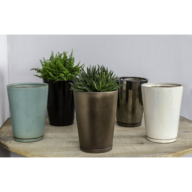 Ensemble de pot de fleurs 6 pièces terre cuite Tapered, H 10,75 po x l 7,75 po x P 7,75 po, Bronze
