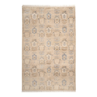 Ashby Hand Knotted Wool Oriental Area Rug in Taupe/Gray