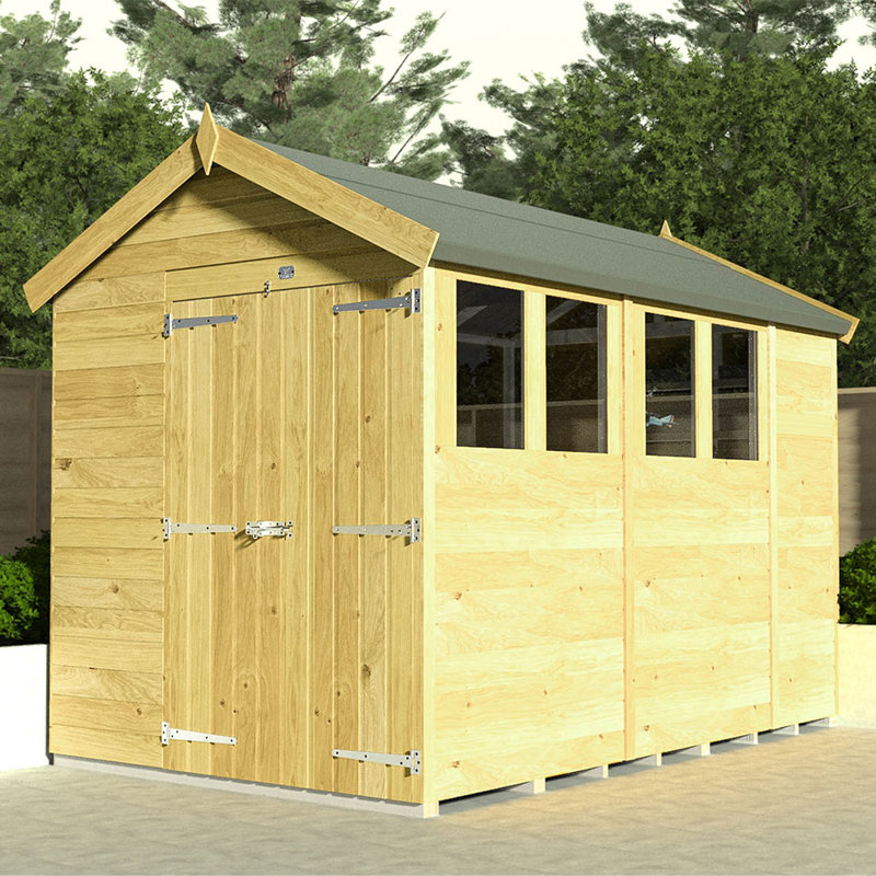4ft x 4ft Apex Shed - Double Door with Window